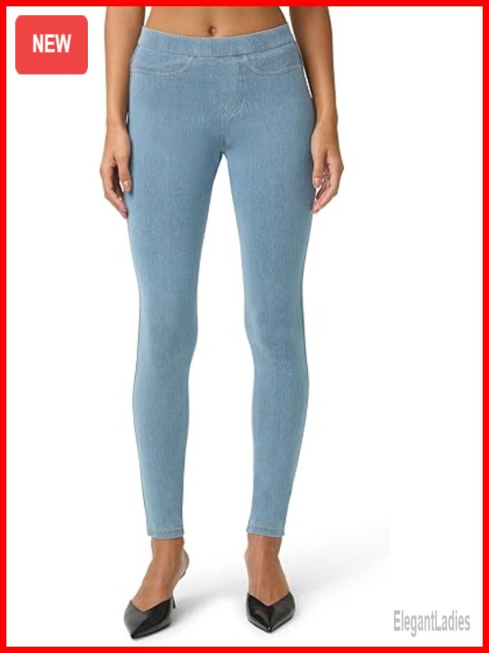 Classic Denim Leggings with Real Back Pockets High Waisted Stretch Jeans